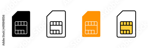 Sim card icon set vector. dual sim card sign and symbol
