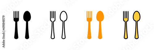 spoon and fork icon set vector. spoon  fork and knife icon vector. restaurant sign and symbol