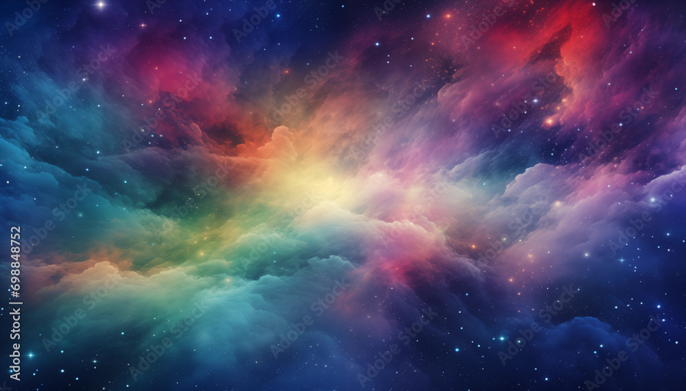 Fototapeta premium 虹色の夜空と雲の景色