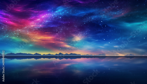 虹色の空と海の風景 photo