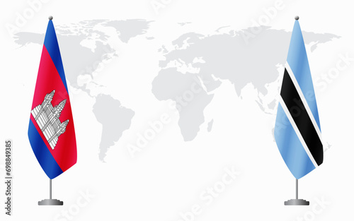 Cambodia and Botswana flags for official meeting