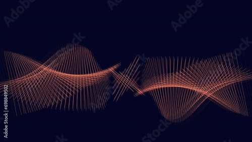 An orange sound wave depicted as zigzag horizontal lines, gradually thickening at the ends. Represents the pattern and intensity of the sound photo