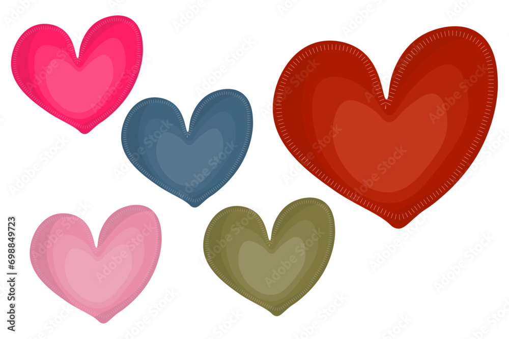 set of colored hearts 