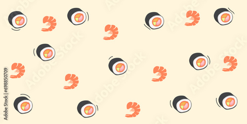 Background design for banner with japanese food dish concept. Japanese food ornaments. cute aesthetic background design japanese food menu