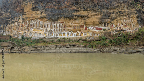 Akauk Taung 1000 Buddha images carved into cliffside at PYAY. Myanmar photo