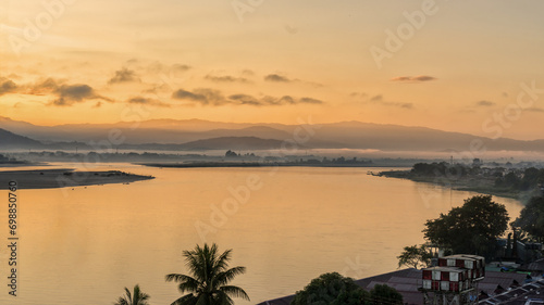 Dawn Over the Irrawaddy River in Myitkyina, Myanmar