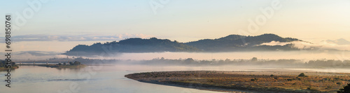 Morning Haze over the Irrawaddy River and Bala Min Htin Bridge  Myitkyina  Myanmar
