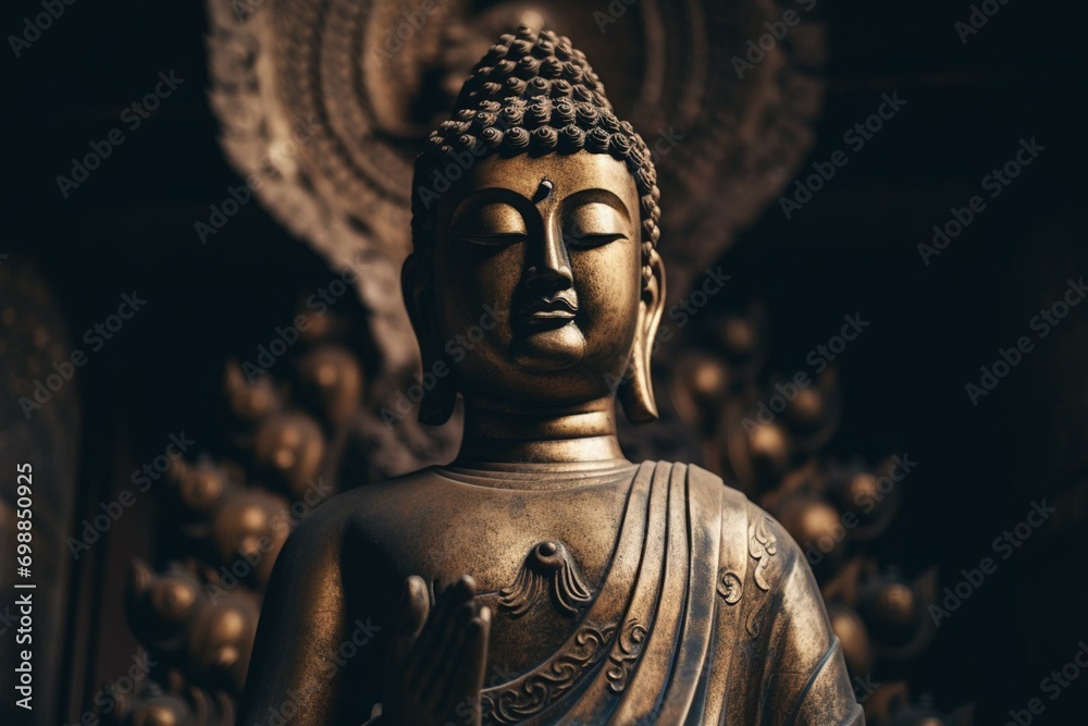 Large Buddha sculpture. Generative AI
