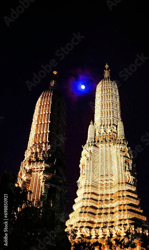Golden pagodas in the night
