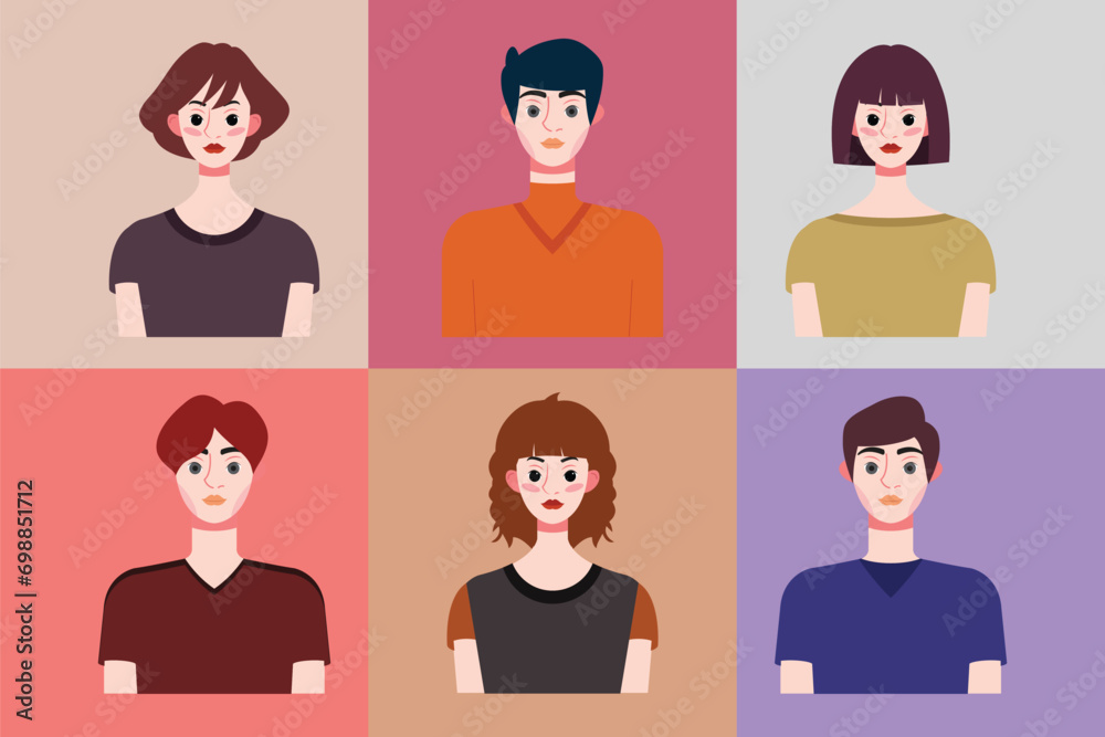 Set of avatars of young people in flat style. Vector illustration Set of avatars of young people in flat style. Vector illustration