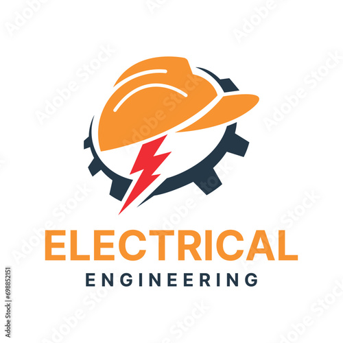 Electrical Engineering Logo design Creative Modern Concept with construction and safety cap vector template