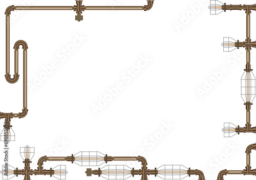 Steampunk plumbing frame Copper material with gradation
