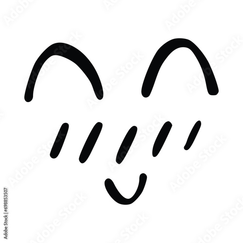 Kawaii's cute face. Manga-style eyes and mouth. Funny cartoon Japanese emoticon in different expressions, mega Big Set. Expression anime character and emoticon face illustration. Background. Print.