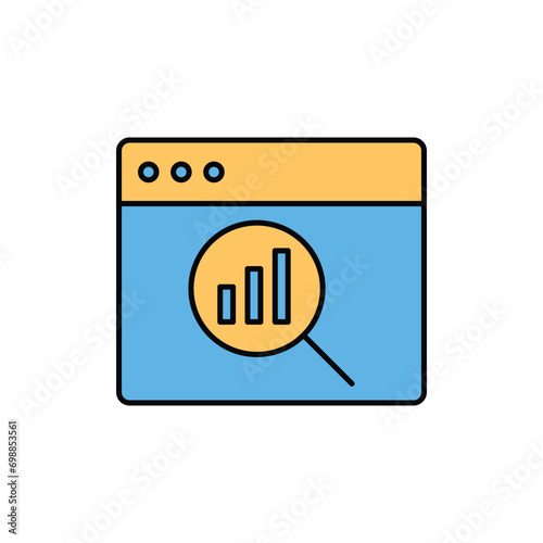 Precision Insights: Streamlined Web Icons for Data Analysis, Statistics, and Analytics - Minimalist Outline and color fill Collection in Vector Illustration. calculator, data, database, discover,