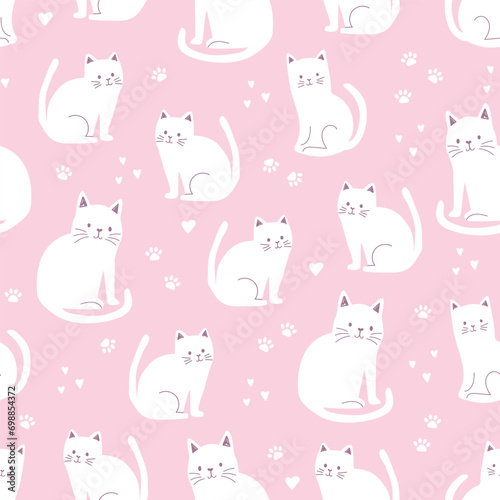 Seamless Repeat Pattern Vector Cats Cute Kids Sweet Modern