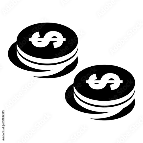 Money. Payment systems. Coins and Dollar penny signs are isolated on a white background. Flat design style. Business concept.