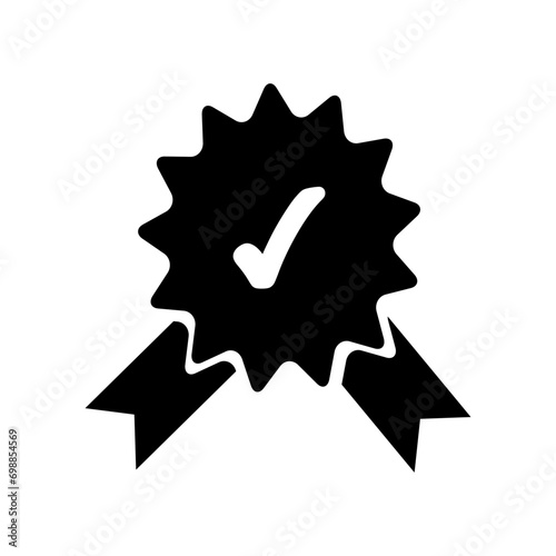 Rosette Stamp Icon Vector Design Template with checklist marks. Editable strokes.