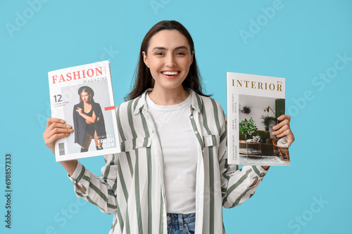 Young woman with magazines ...