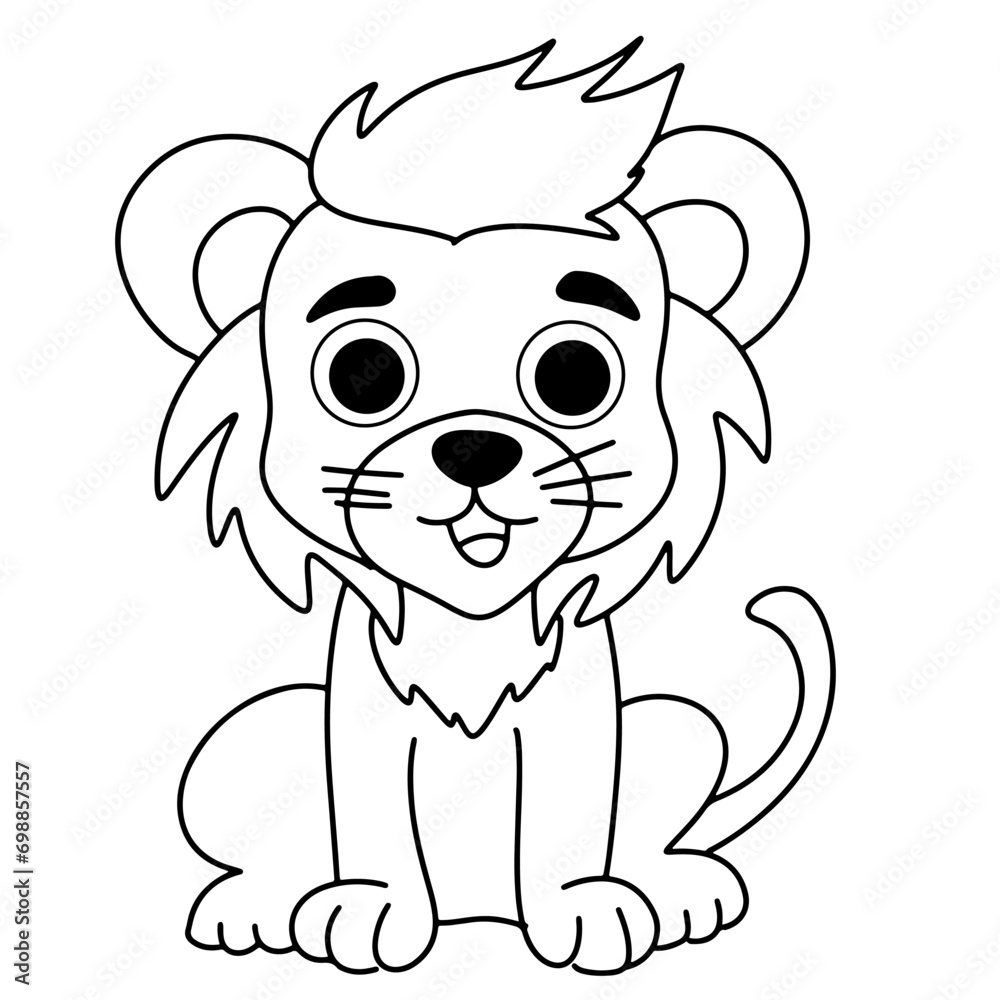 Fototapeta premium Coloring page outline of cartoon lion 