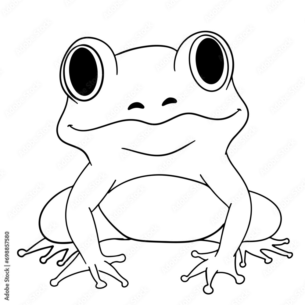 Coloring page outline of cartoon frog
