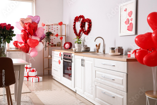 Interior of light kitchen w...