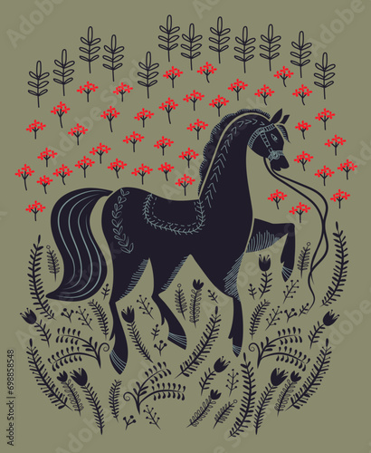 caballo,corcel,flores,campo,jardin