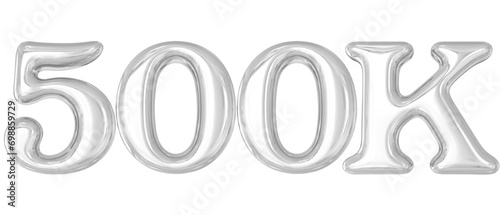 500K Follower Silver 3d Number