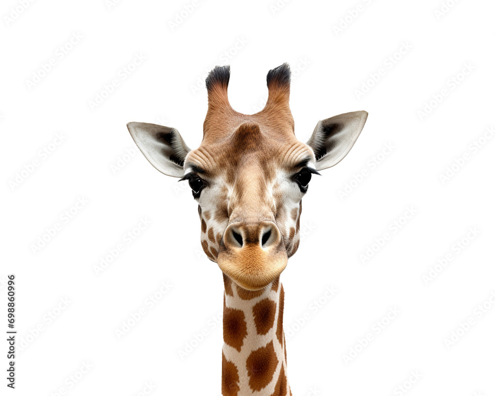 Obraz premium giraffe head isolated on transparent background