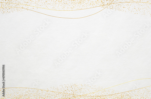 White Japanese Washi paper texture with classy gold pattern. Abstract graceful Japanese style background.