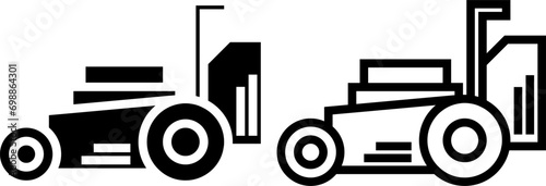 lawn mower icon, sign, or symbol in glyph and line style isolated on transparent background. Vector illustration