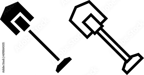 garden spade icon, sign, or symbol in glyph and line style isolated on transparent background. Vector illustration
