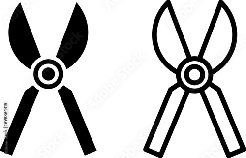 pruning shears icon, sign, or symbol in glyph and line style isolated on transparent background. Vector illustration