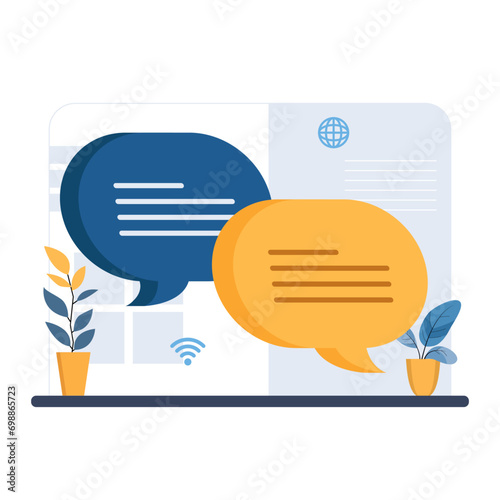 Bubble chat illustration, yellow blue chatting vector, online message communication.