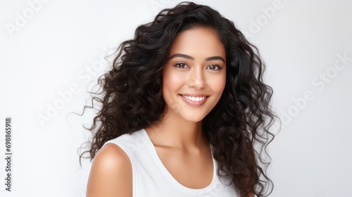 portrait of a beautiful young asian indian model woman smiling 