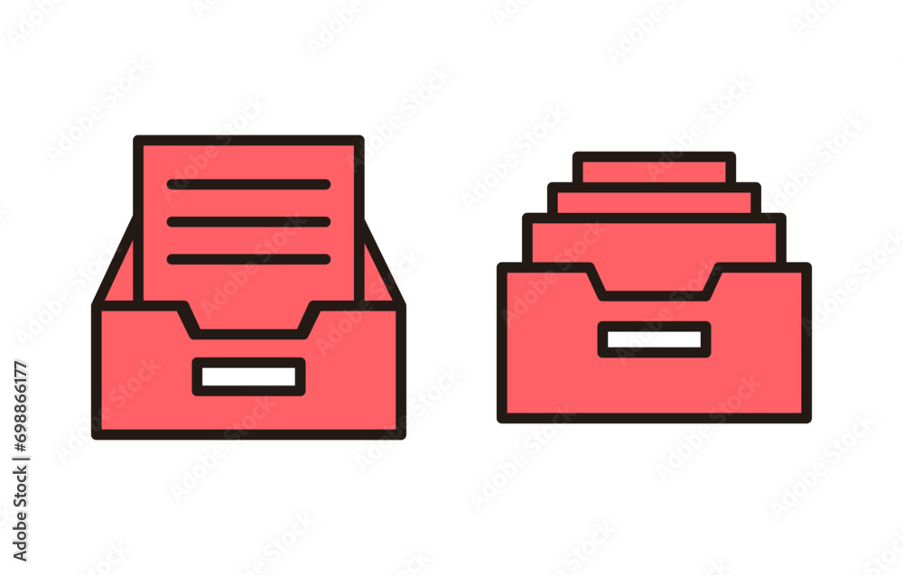 Archive folders icon set illustration. Document vector icon. Archive storage icon. Archive folders icon set illustration. Document vector icon. Archive storage icon.