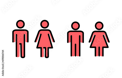 Man and woman icon set illustration. male and female sign and symbol. Girls and boys