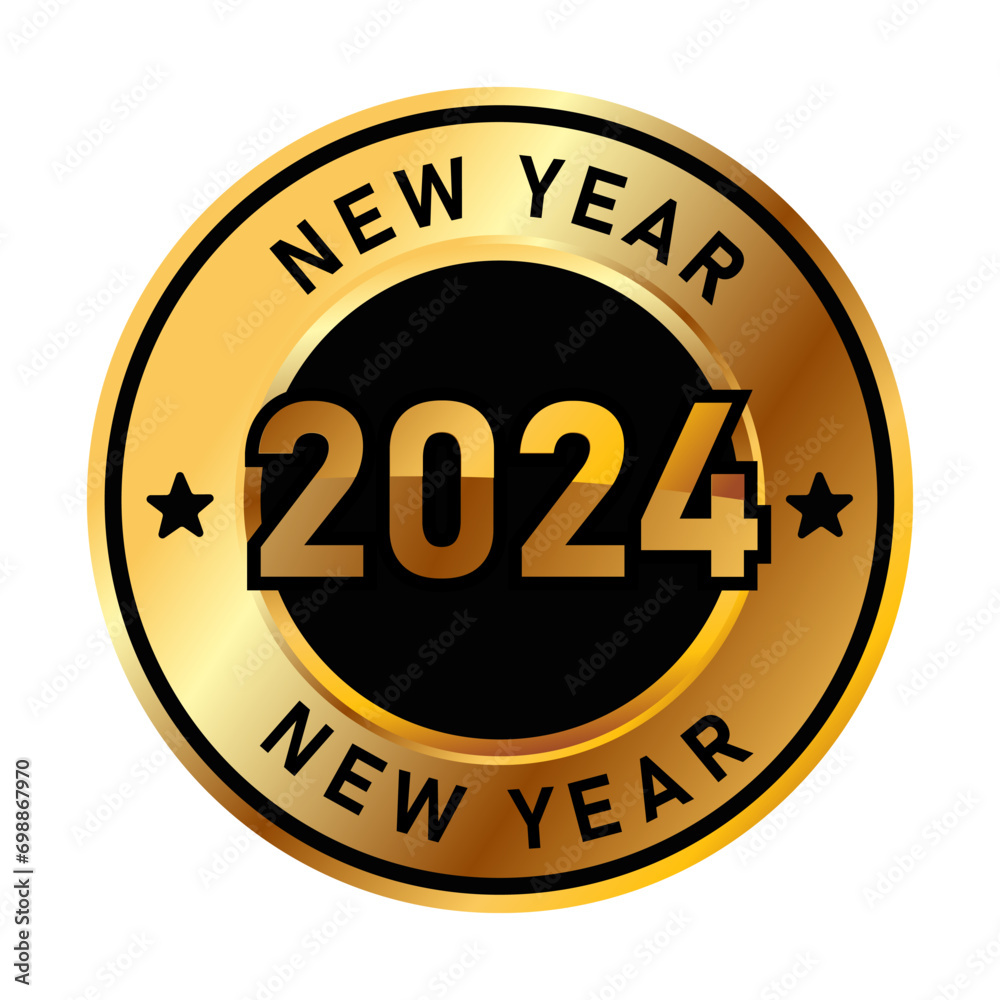 New year 2024 golden emblem stamp gold graphic