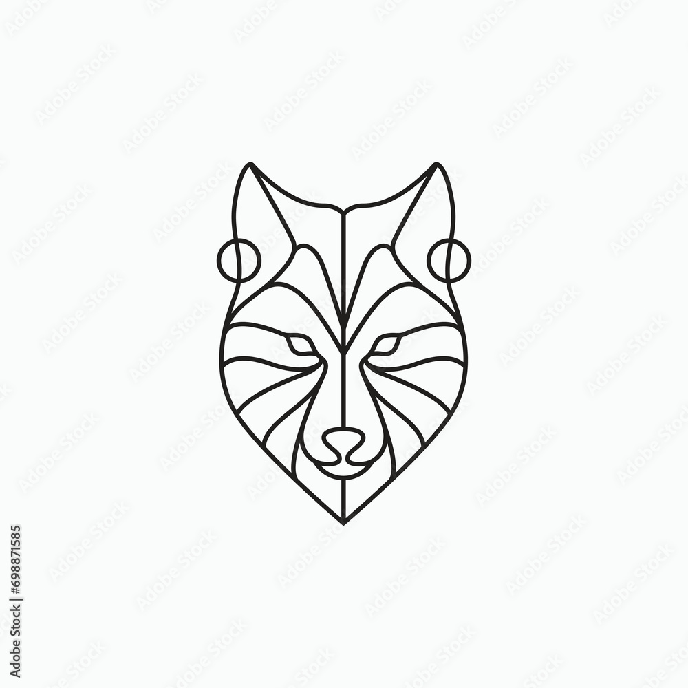 Fototapeta premium wolf head animal wildlife mammal predator line logo design graphic vector