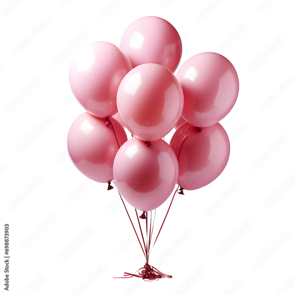 Pink balloons isolated on transparent or white background	