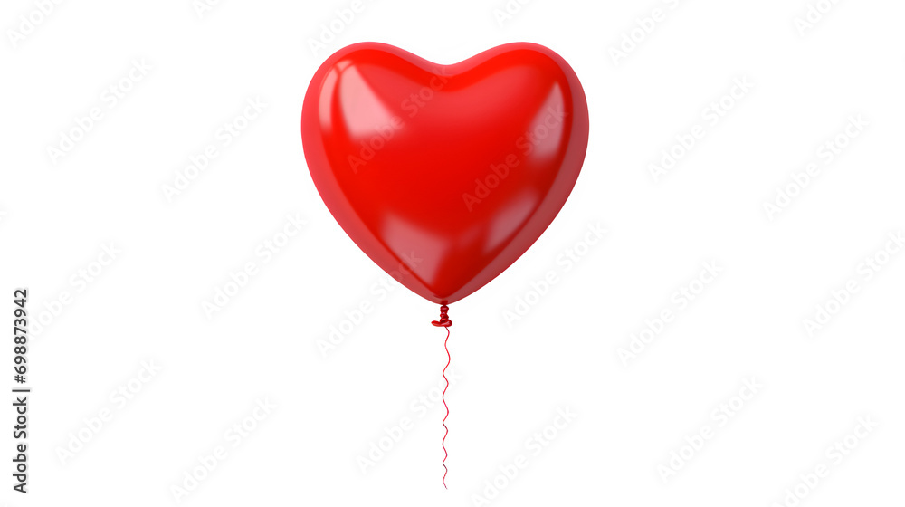 Red heart shaped balloon isolated on transparent or white background	