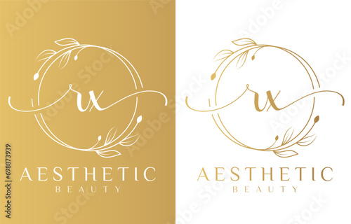 Letter X Beauty Logo with Flourish Ornament