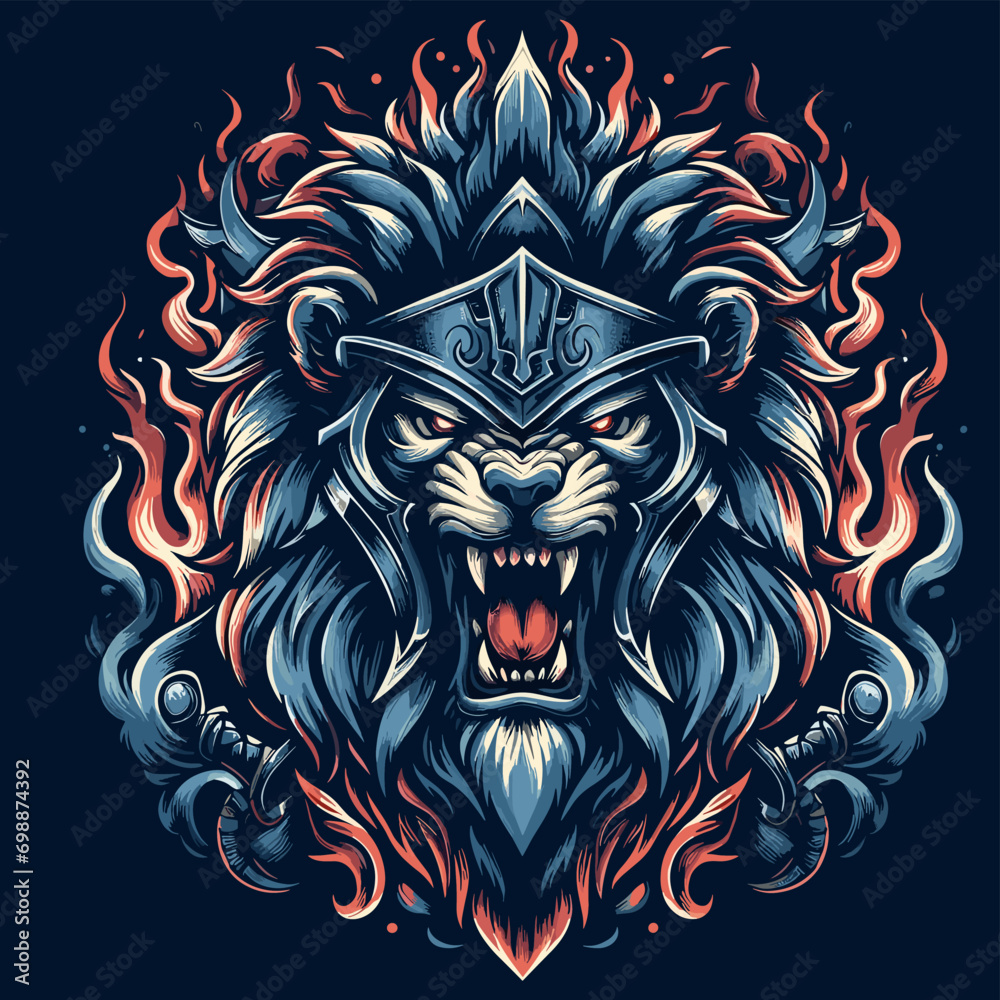tshirt artwork lion warrior