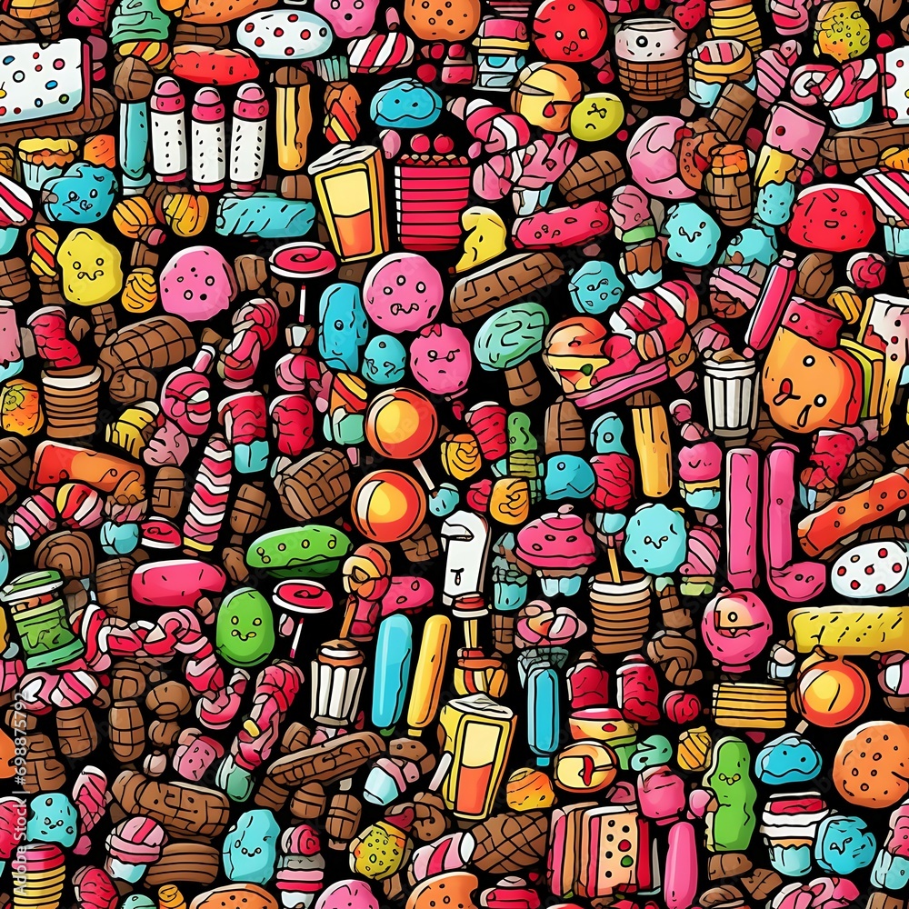 cartoon candy doodle pattern