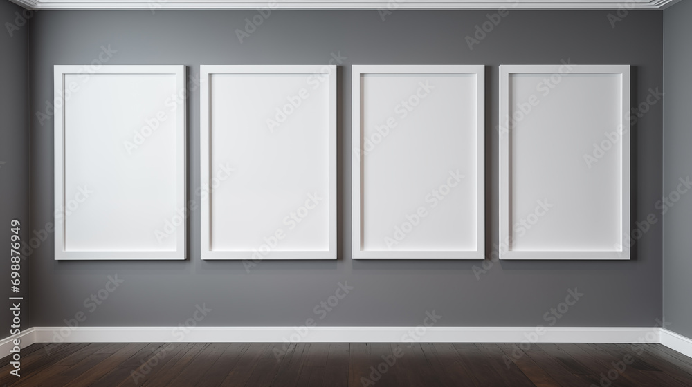 Monochromatic Elegance : Gallery of gray wallpaper with four white picture frame mockups
Monochromatic Elegance : Gallery of gray wallpaper with four white picture frame mockups