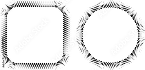 circle and square dots halftone frame set
