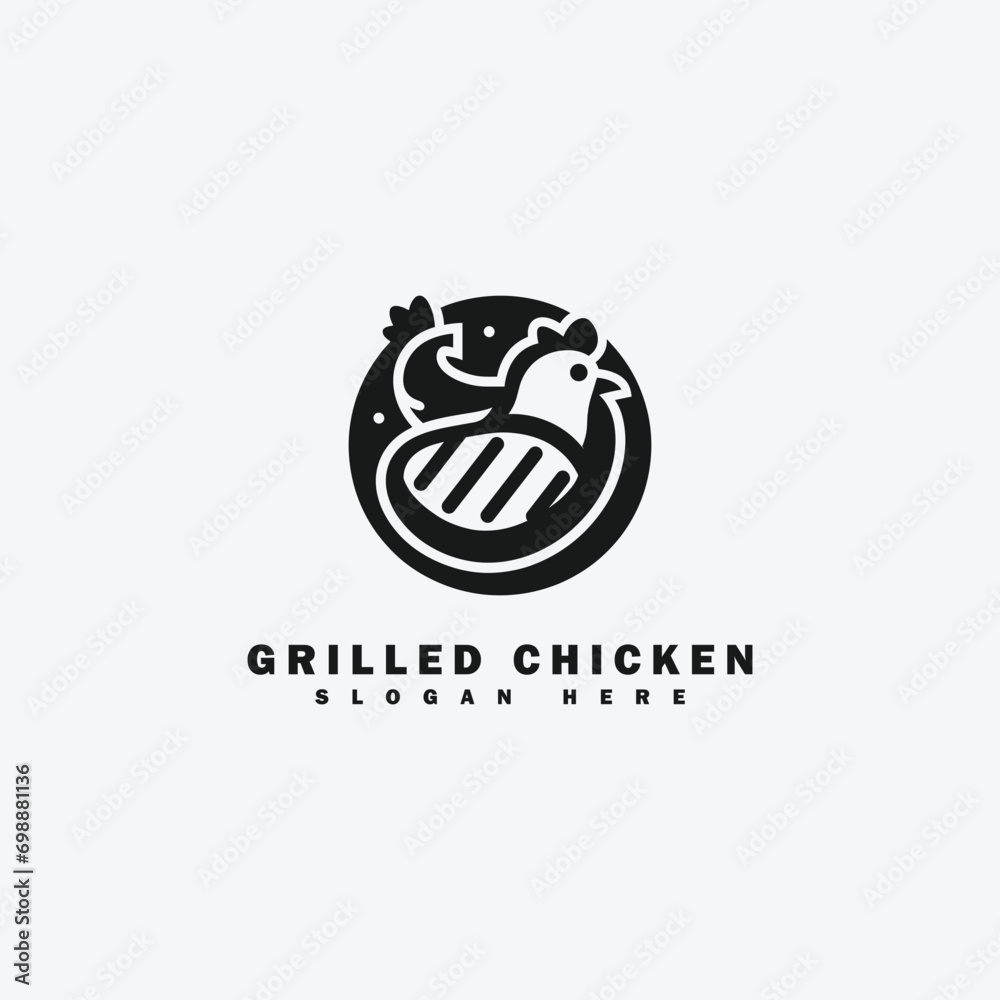 grilled chicken logo design, with a simple style, suitable for grilled chicken shops