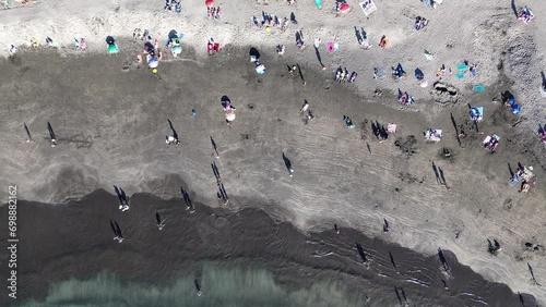 View of Fanabe Beach in Los Cristianos, Tenerife Spain Aerial view by drone Atlantic Ocean photo