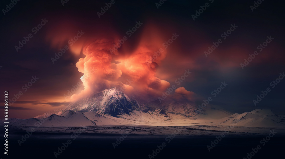 Fototapeta premium A volcano at the South Pole,generative ai