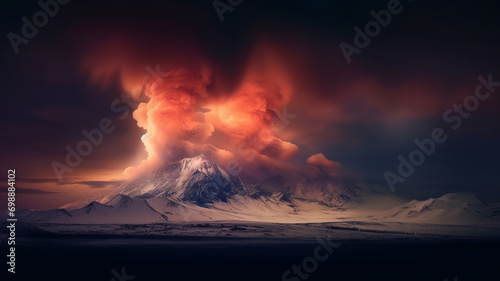 A volcano at the South Pole,generative ai photo