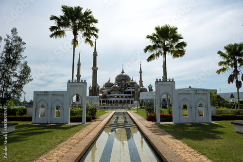 Crystal Mosque, Terengganu, Malaysia - A grand structure made of steel, glass and crystal. The mosque is located at Islamic Heritage Park on the island of Wan Man.